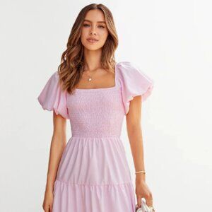 Pretty Garden Pink Midi Dress Size L